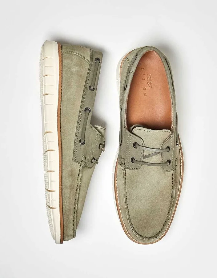 ASOS DESIGN boat shoes in khaki suede - Image 2