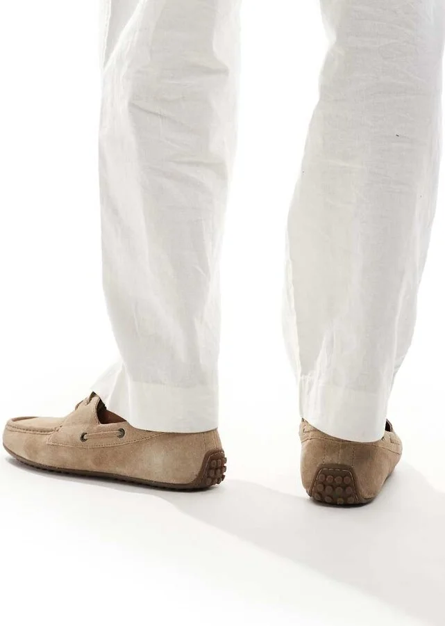 ASOS DESIGN boat shoes in stone suede - Image 3