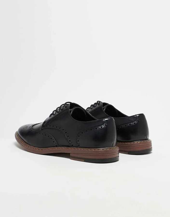 ASOS DESIGN brogue shoes in black faux leather - Image 4