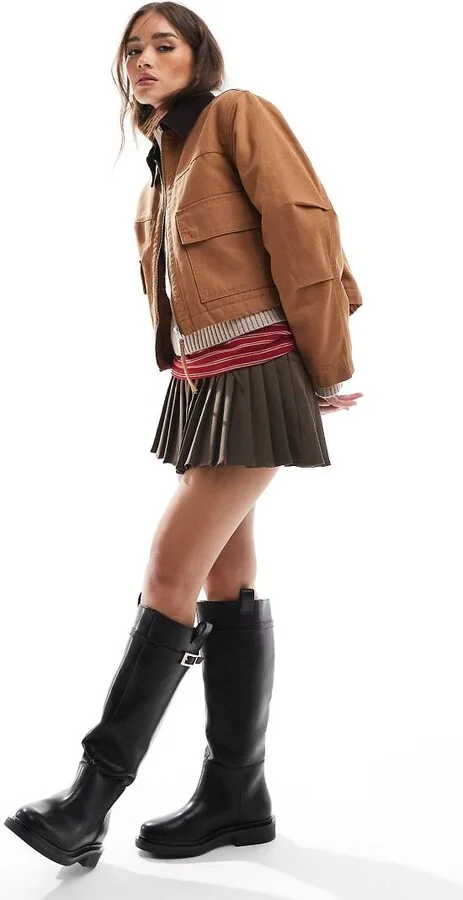 ASOS DESIGN Callie smart flat riding knee boots in black
