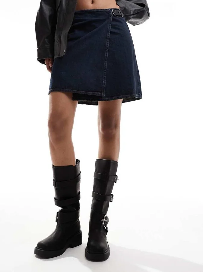 ASOS DESIGN Captain multi-buckle biker knee boots in black - Image 4
