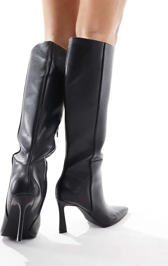 ASOS DESIGN Charm heeled knee boot in black - Image 4