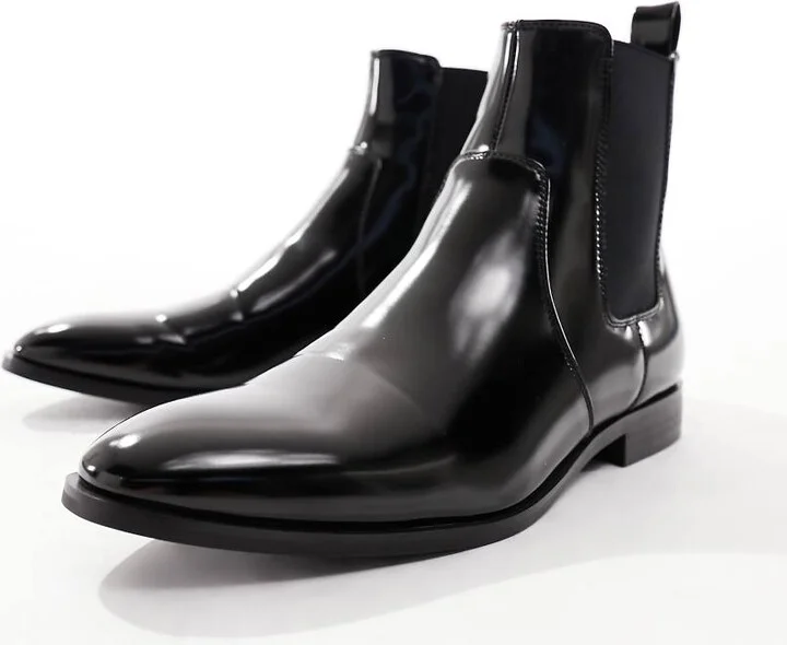 ASOS DESIGN chelsea boot in black polished faux leather - Image 2