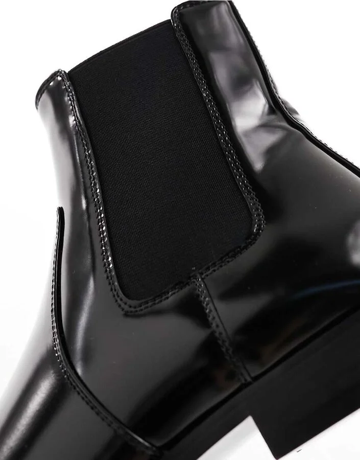 ASOS DESIGN chelsea boot in black polished faux leather - Image 4