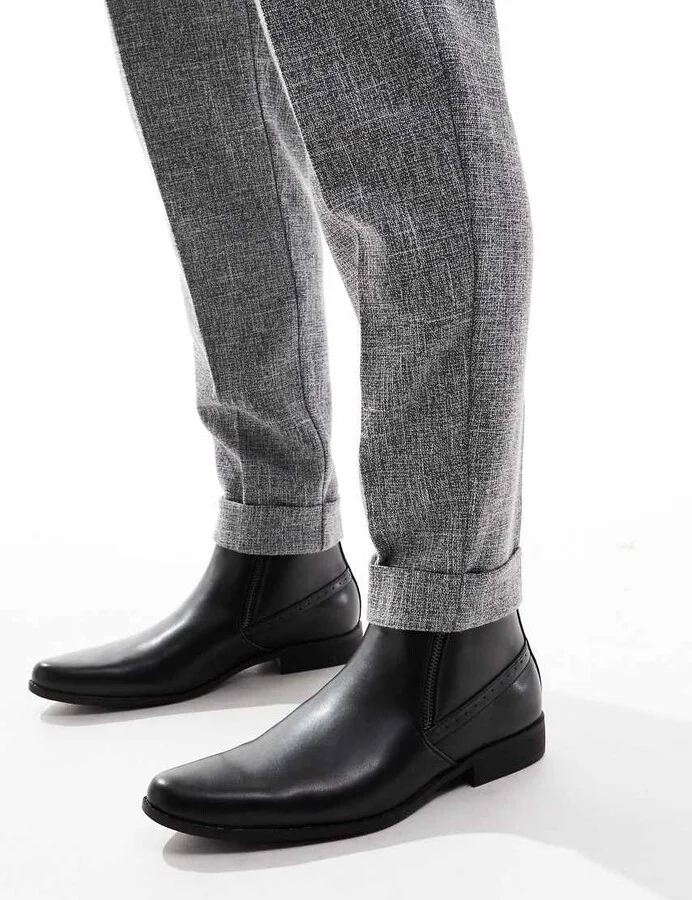 ASOS DESIGN chelsea boots in black faux leather with zips - Image 2