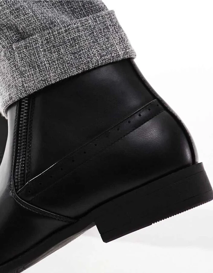 ASOS DESIGN chelsea boots in black faux leather with zips - Image 3