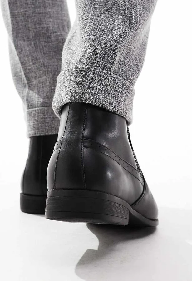 ASOS DESIGN chelsea boots in black faux leather with zips - Image 4