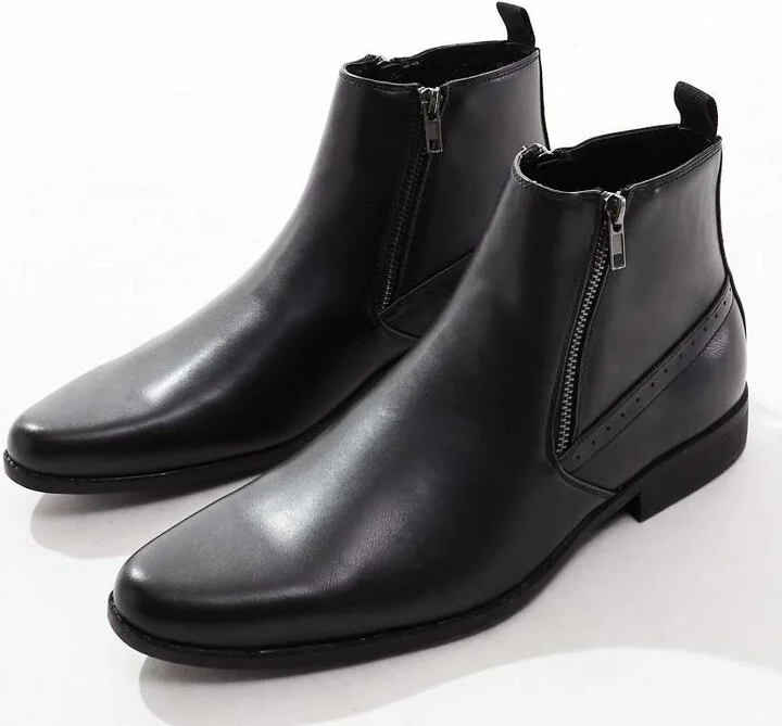 ASOS DESIGN chelsea boots in black faux leather with zips