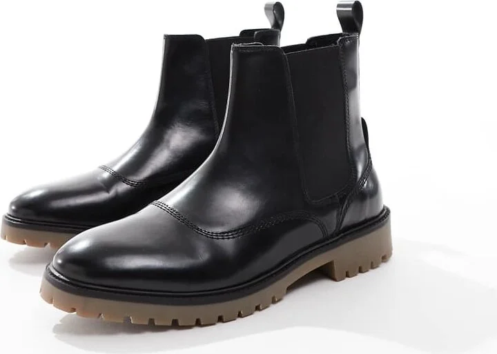 ASOS DESIGN chelsea boots in black polish with gum soles - Image 2