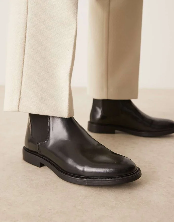 ASOS DESIGN chelsea boots in black polished leather - Image 2