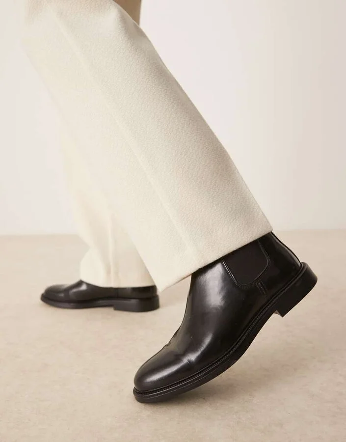 ASOS DESIGN chelsea boots in black polished leather - Image 3