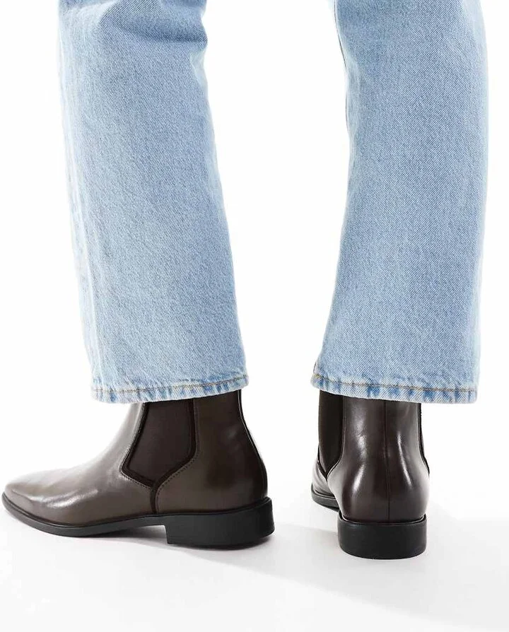ASOS DESIGN chelsea boots in brown leather - Image 3