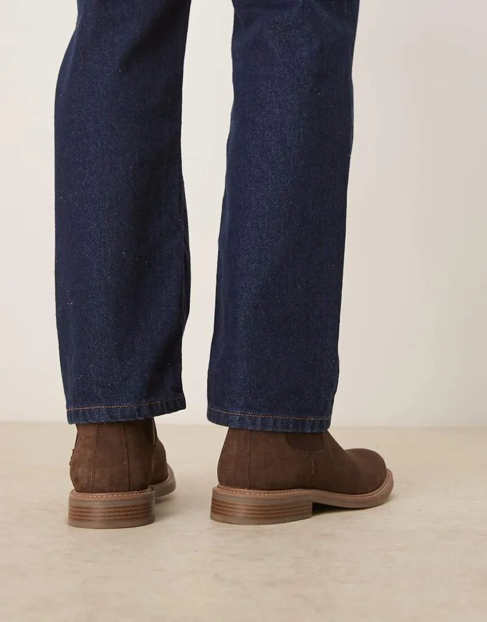 ASOS DESIGN chelsea boots in brown suede with natural sole - Image 3