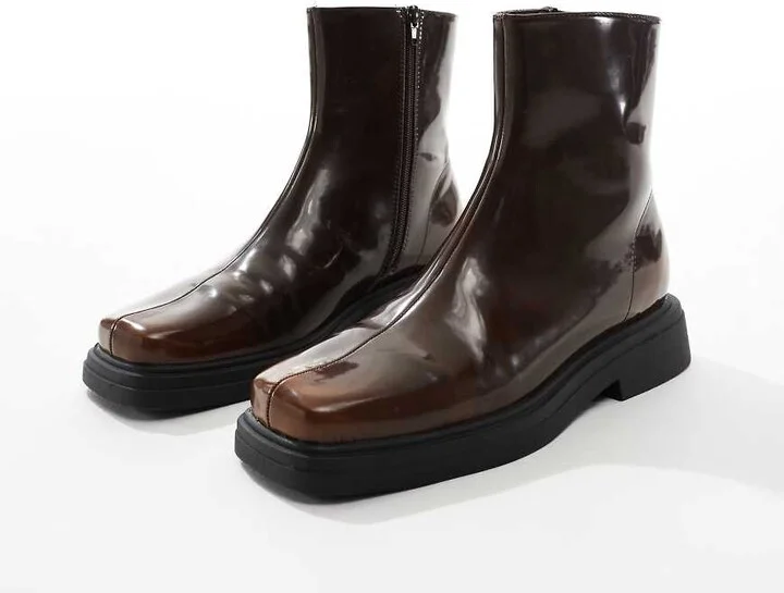 ASOS DESIGN Chelsea boots in brown with square toe - Image 2