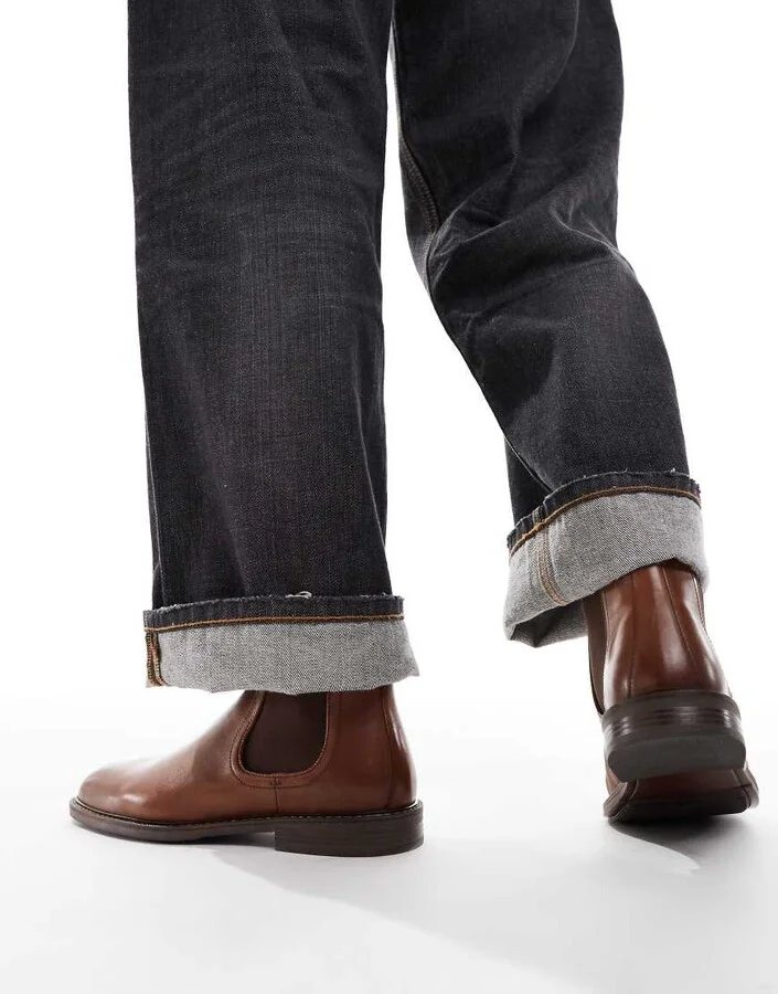ASOS DESIGN chelsea boots in tan leather - Image 2