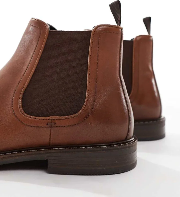 ASOS DESIGN chelsea boots in tan leather - Image 3