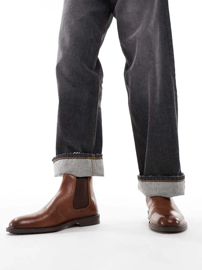ASOS DESIGN chelsea boots in tan leather