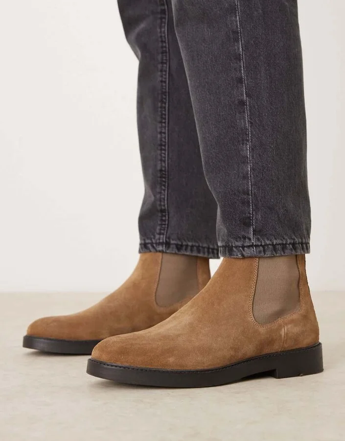 ASOS DESIGN chelsea boots in tan suede