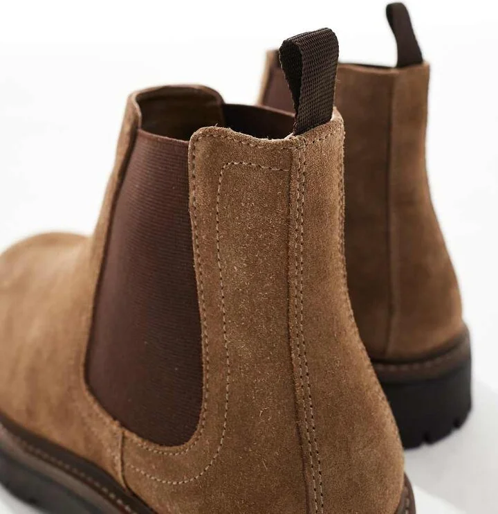 ASOS DESIGN chelsea boots in tan suede with cleated sole - Image 3