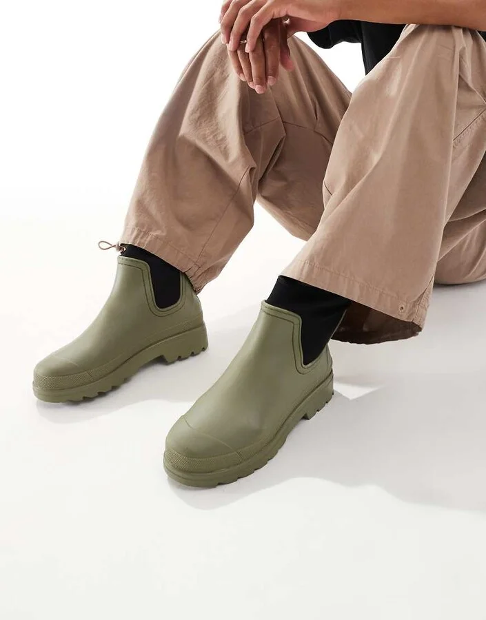 ASOS DESIGN chelsea wellington boots in khaki green - Image 2