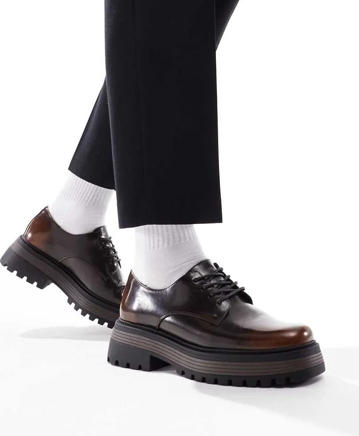 ASOS DESIGN chunky lace-up shoes in brown