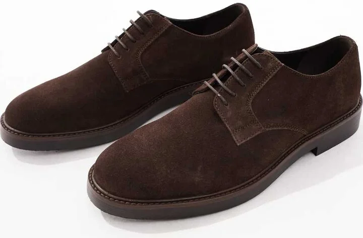 ASOS DESIGN chunky lace up shoes in brown suede - Image 2