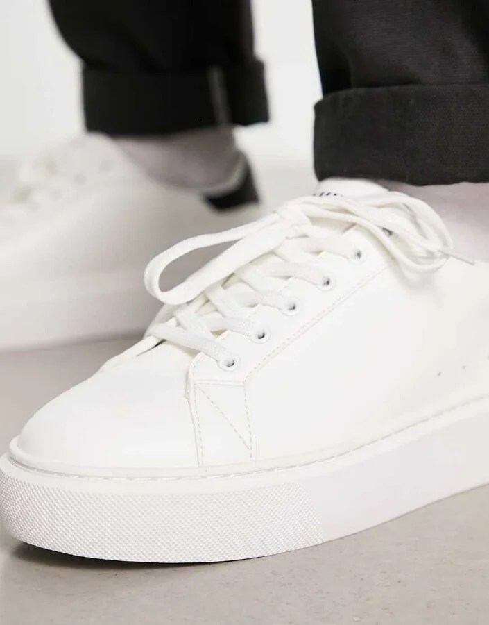 ASOS DESIGN chunky lace-up sneakers in white - Image 2
