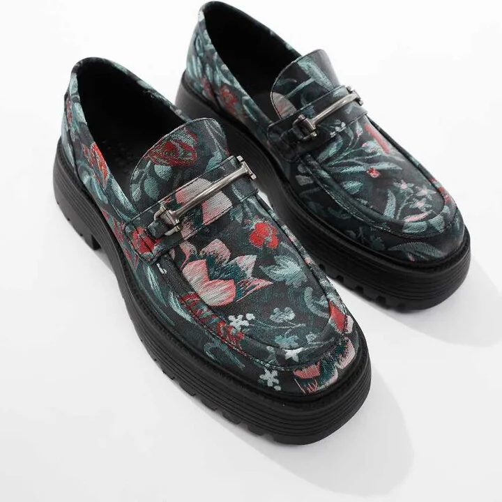 ASOS DESIGN chunky loafers in all over floral jacquard - Image 2