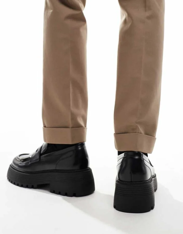 ASOS DESIGN chunky loafers in black with fringing - Image 2
