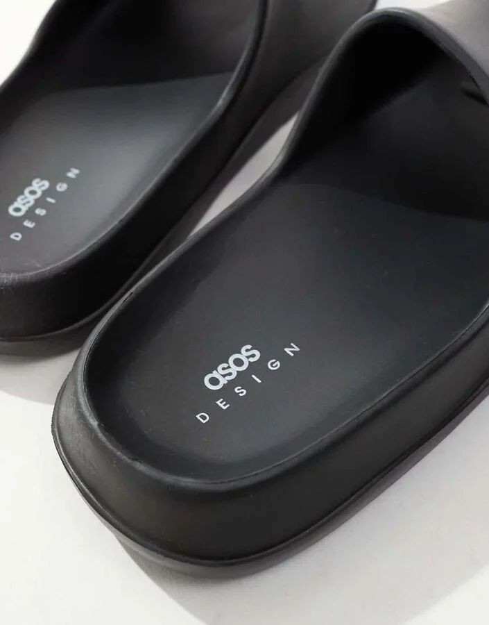 ASOS DESIGN chunky sliders in black - Image 3