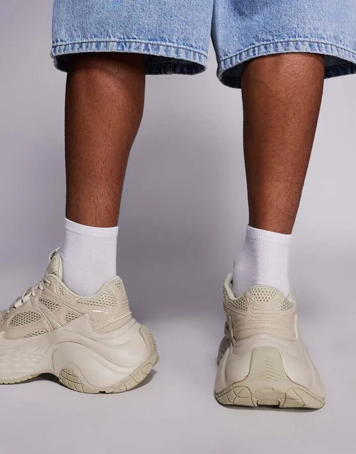 ASOS DESIGN chunky sneakers in stone - Image 3