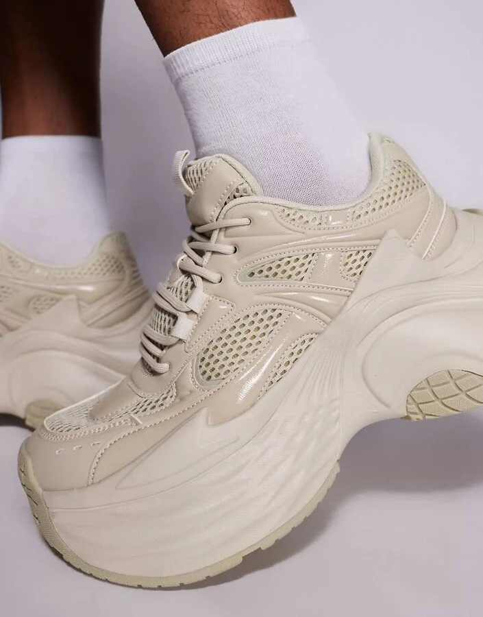 ASOS DESIGN chunky sneakers in stone - Image 4