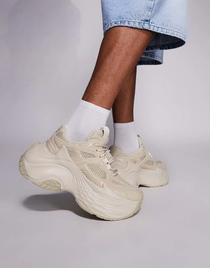 ASOS DESIGN chunky sneakers in stone