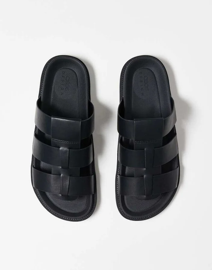 ASOS DESIGN classic strap sandals in black