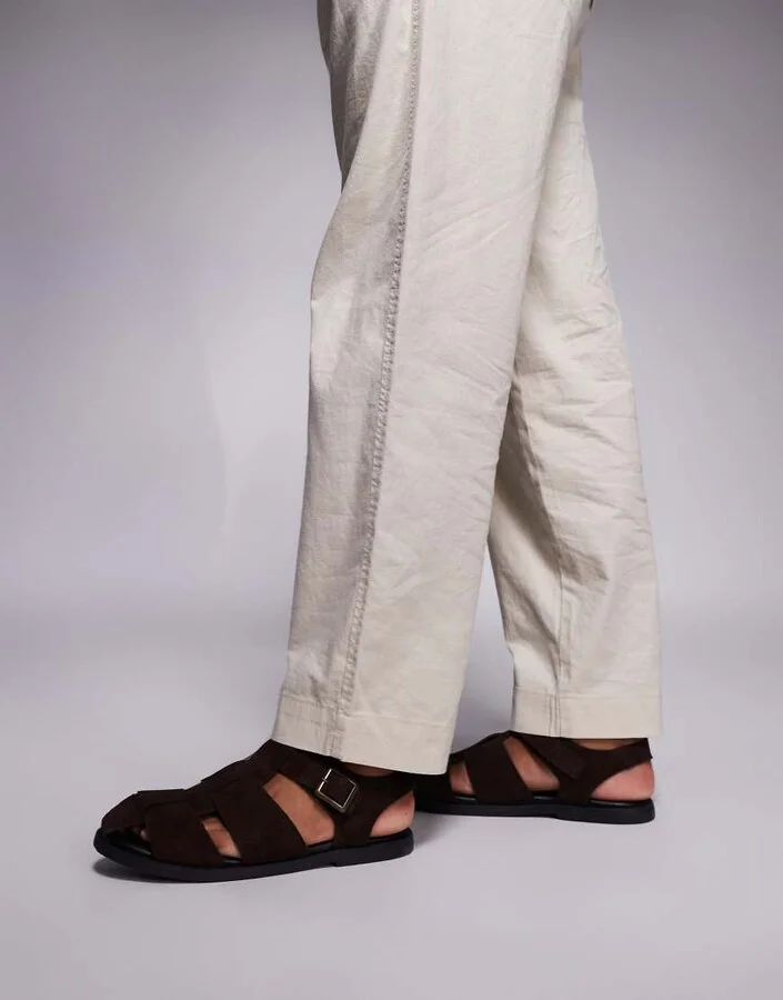 ASOS DESIGN closed fisherman sandals in brown suede - Image 2