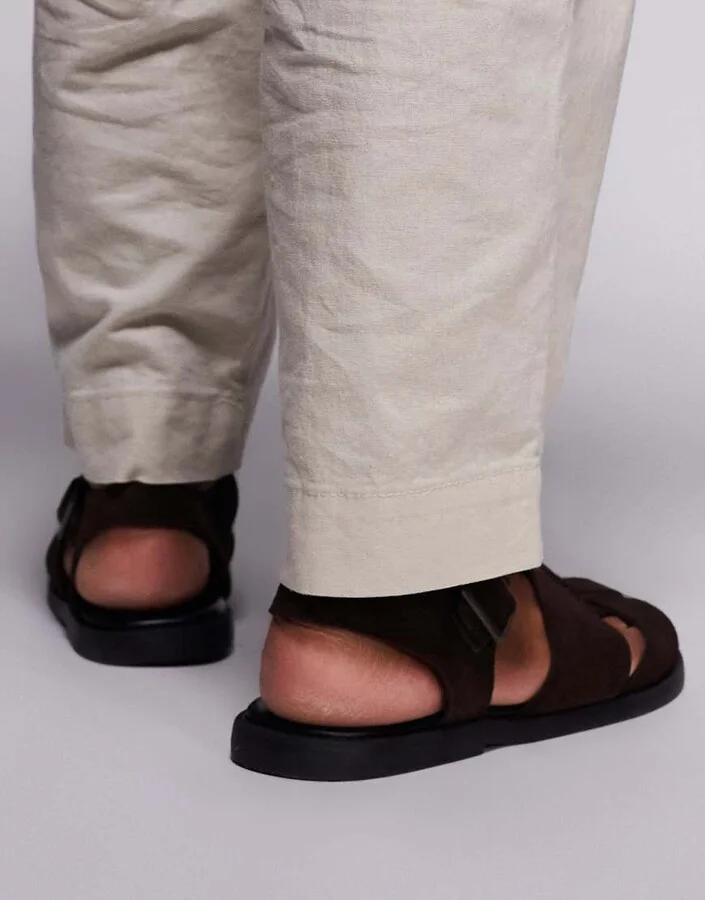 ASOS DESIGN closed fisherman sandals in brown suede - Image 4