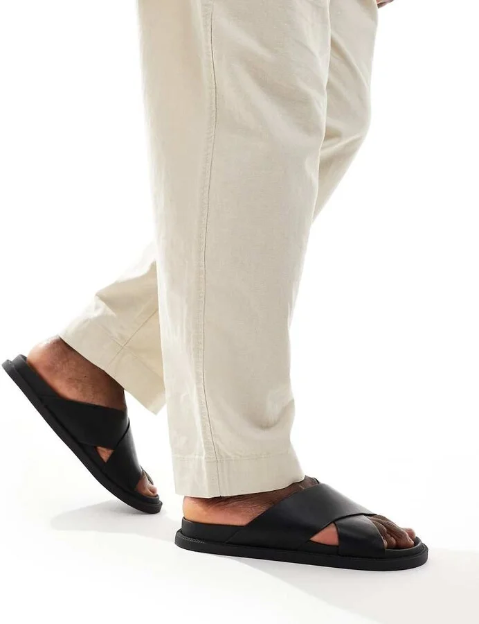 ASOS DESIGN cross over strap sandals in black - Image 2