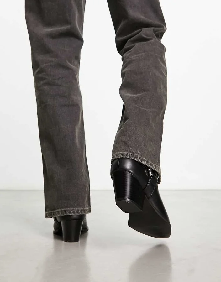 ASOS DESIGN cuban chelsea boots with buckle detail in black faux leather - Image 2