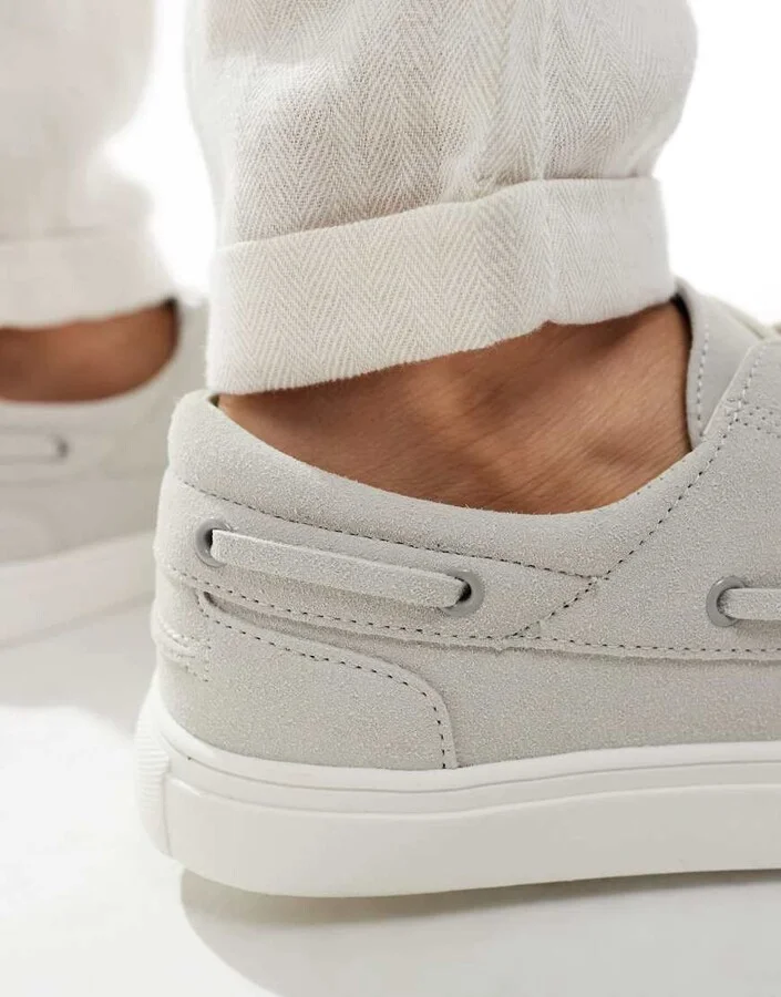 ASOS DESIGN cupsole boat shoes in gray - Image 2