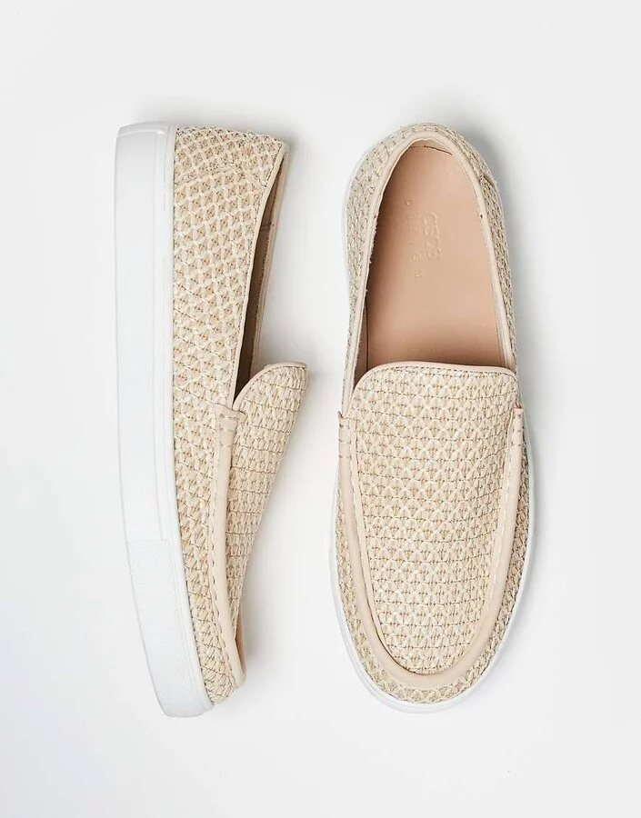 ASOS DESIGN cupsole loafers in woven natural - Image 2