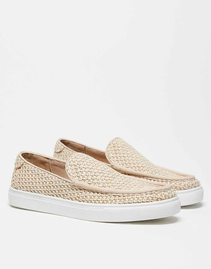 ASOS DESIGN cupsole loafers in woven natural - Image 3