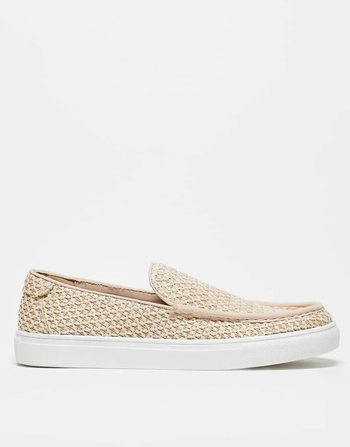 ASOS DESIGN cupsole loafers in woven natural