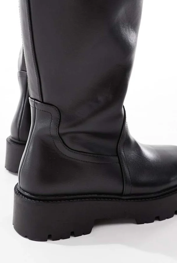 ASOS DESIGN Curve Carmen chunky flat knee boots in black - Image 2