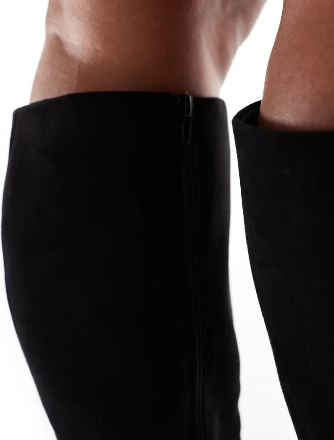 ASOS DESIGN Curve Ciara block heel knee boots in black - Image 2