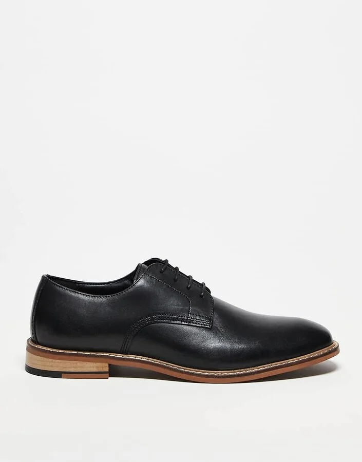 ASOS DESIGN derby lace up shoes in black leather