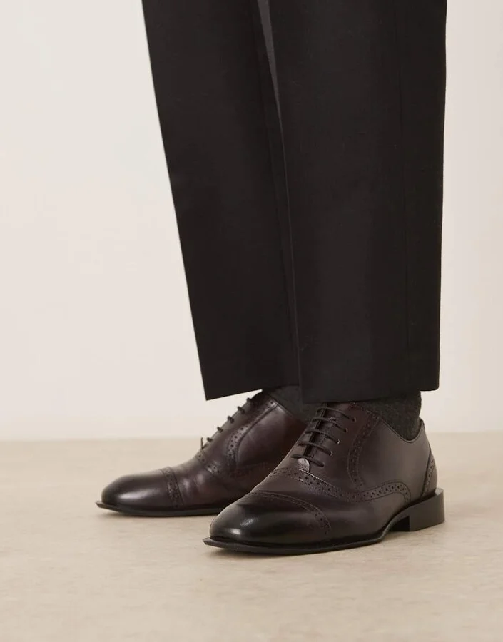 ASOS DESIGN derby lace up shoes in burgundy leather