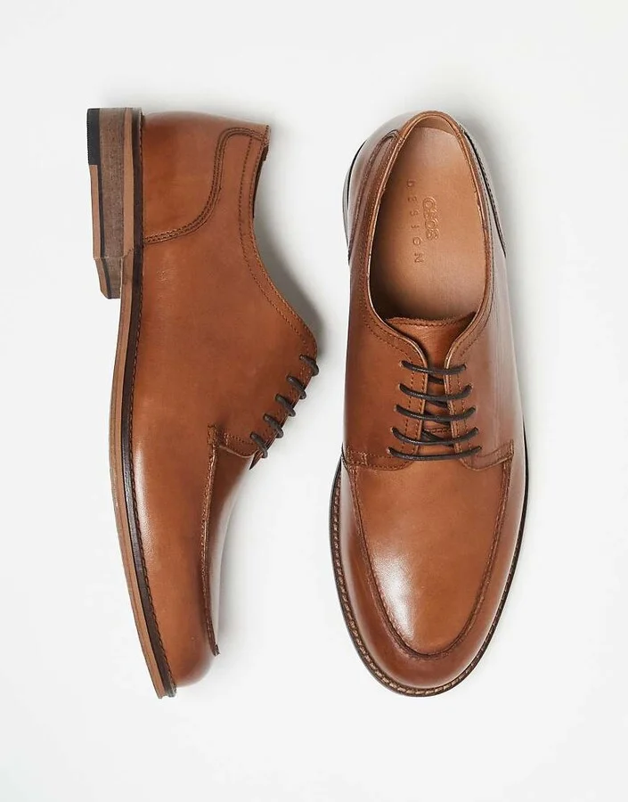 ASOS DESIGN derby lace up shoes in tan leather