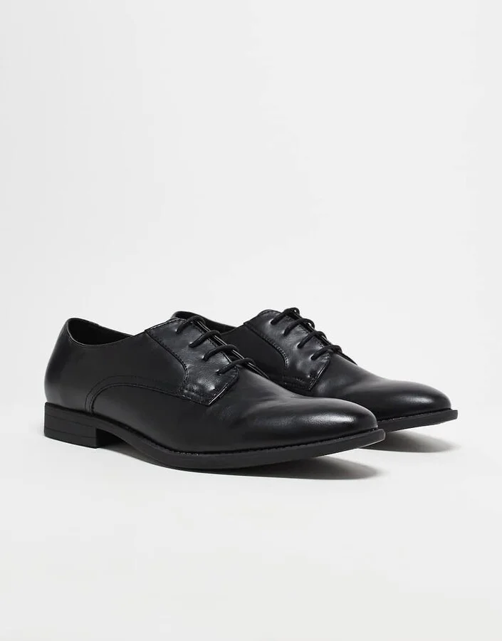 ASOS DESIGN derby shoes in black faux leather - Image 2