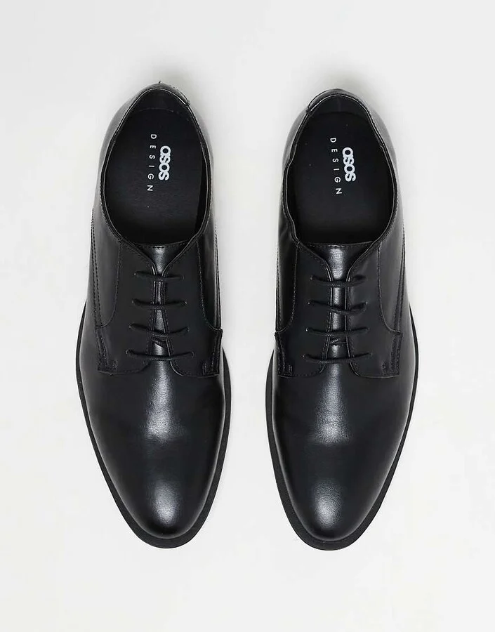 ASOS DESIGN derby shoes in black faux leather