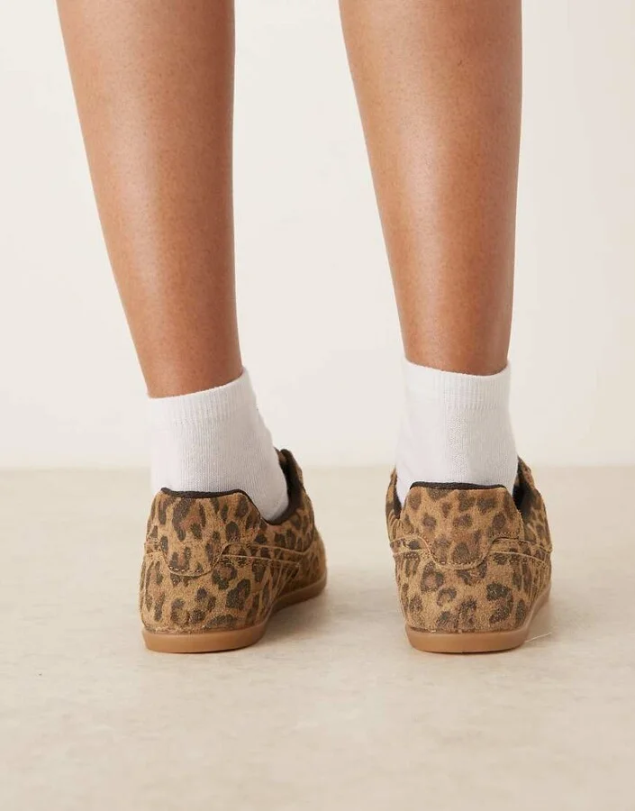 ASOS DESIGN Diligent slim lace up sneakers in leopard suede - Image 3